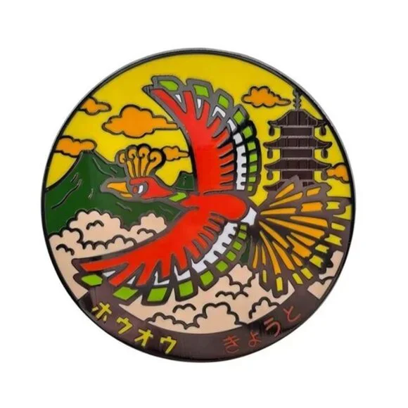 Ho-Oh Kyoto Skyline Pin – Japanese Style Legendary Pokémon Enamel Art - Picture 4 of 5